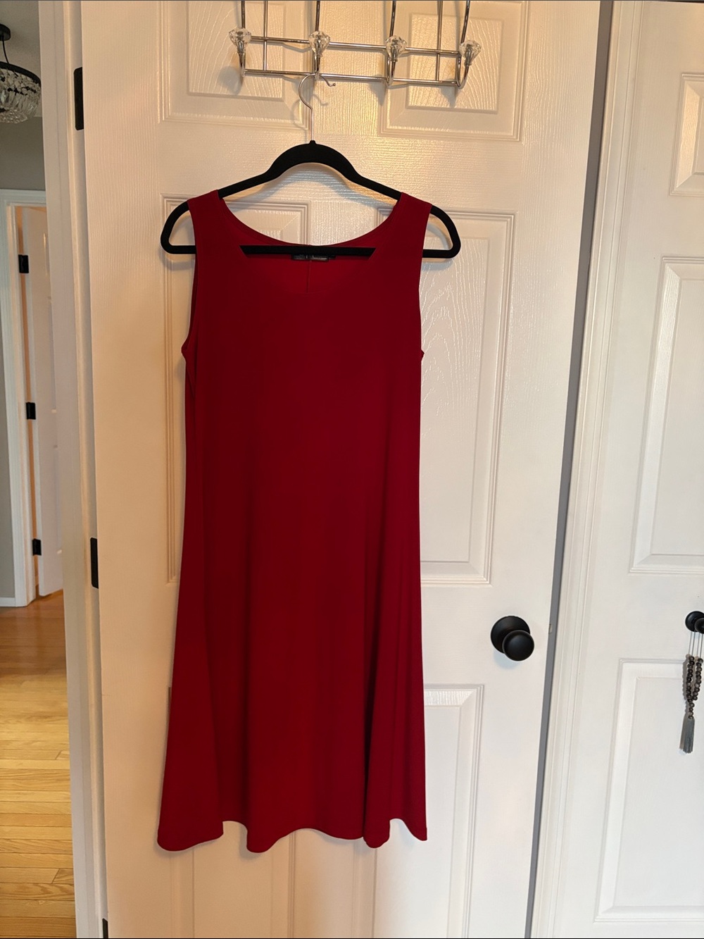 Sympli Sleeveless Midi Dress in Wine Red